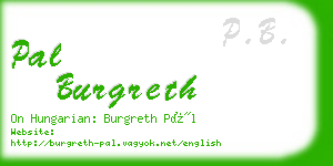 pal burgreth business card